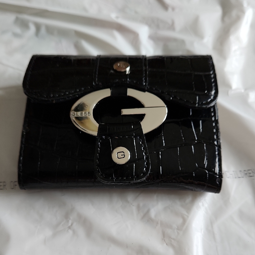 GUESS Black Croc-Embossed Women's Wallet